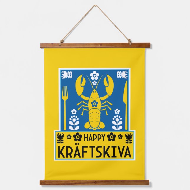 Kräftskiva - Swedish Crayfish Party Hanging Tapestry (Front)