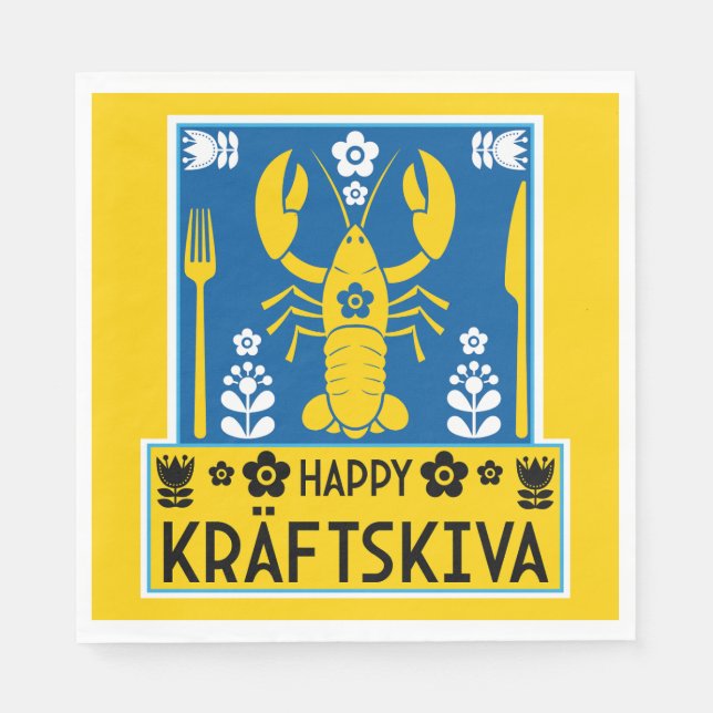 Kräftskiva - Swedish Crayfish Party Napkin (Front)