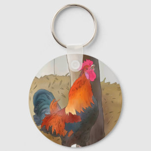 Krähender Hahn Keychain