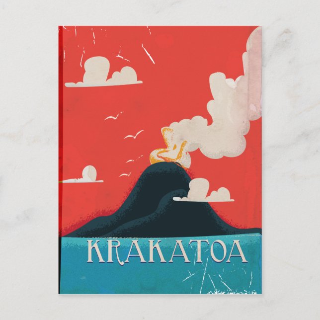 Krakatoa Vintage Vacation Poster Art Postcard (Front)