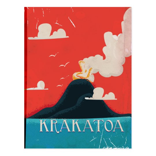 Krakatoa Vintage Vacation Poster Art Postcard