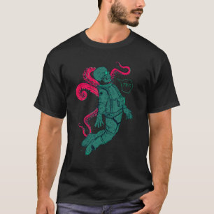 Kraken Astronaut Space Octopus Tentacle In Moon Sk T-Shirt