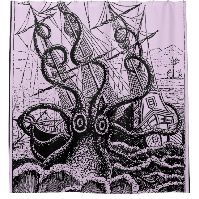 Kraken Attack rideau de douche violet (Devant)