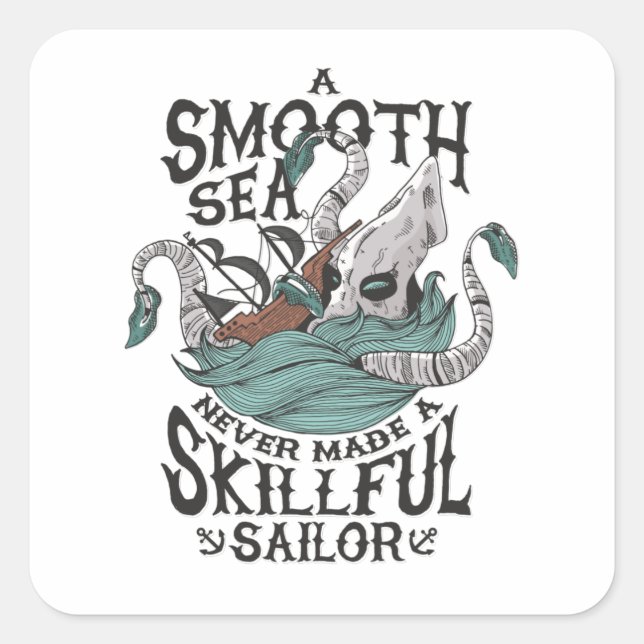 Kraken Attacks Boat Square Sticker (Front)
