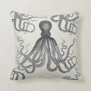 Kraken - Black Giant Octopus / Cthulhu Throw Pillow