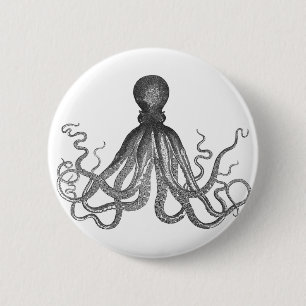 Kraken - Black Giant Octopus / Cthulu 2 Inch Round Button