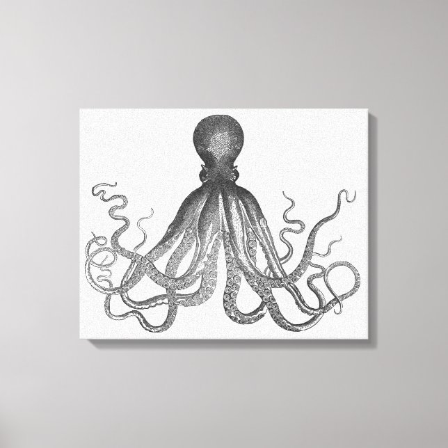 Kraken - Black Giant Octopus / Cthulu Canvas Print (Front)