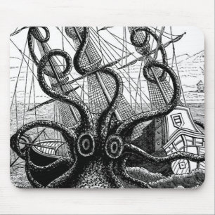 Kraken Eatting a Sailing Ship Mouse Pad