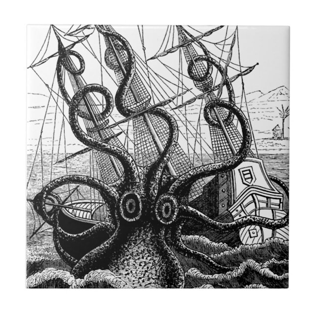 Kraken Eatting a Sailing Ship Tile (Front)