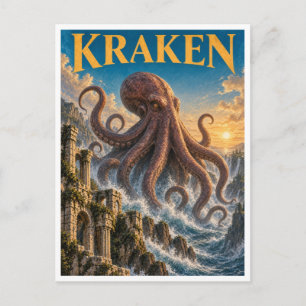 Kraken, Gothic Fantasy Monster Postcard