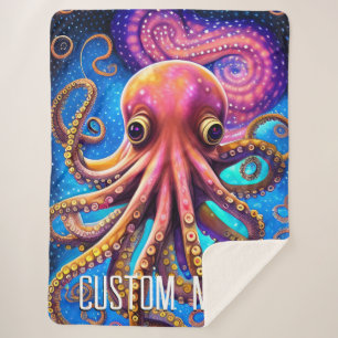 Kraken Octopus with Personalized Name Sherpa Blanket
