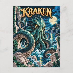 Kraken, Paper Cut Monster Postcard
