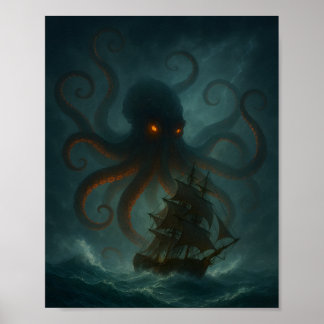 Kraken Sea Monster Dark Fantasy Poster