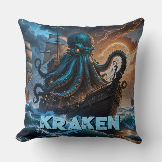 Kraken Sea Monster Throw Pillow