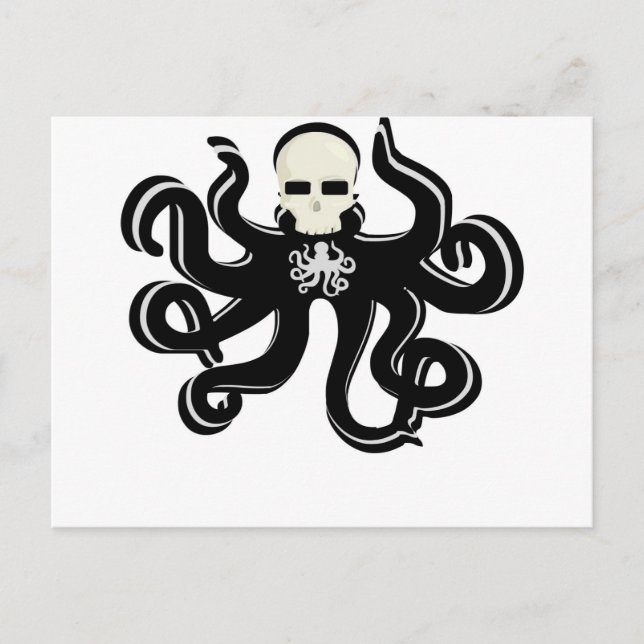 KRAKEN SKULL TATTOO ART PRINT POSTCARD (Front)