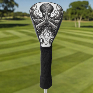 Kraken Steampunk Octopus Ornate Black Golf Head Cover