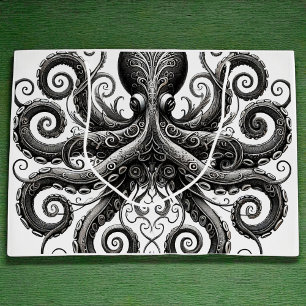 Kraken Steampunk Octopus Ornate Black Large Gift Bag