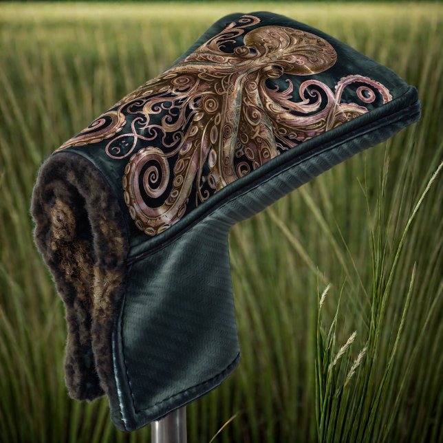 Kraken Steampunk Octopus Ornate Gold Black Golf Head Cover (Creator Uploaded)