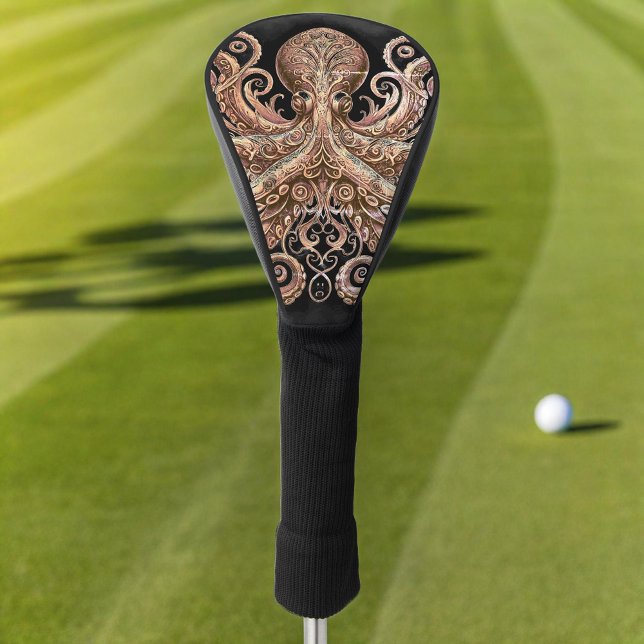 Kraken Steampunk Octopus Ornate Gold Black Golf Head Cover (Creator Uploaded)