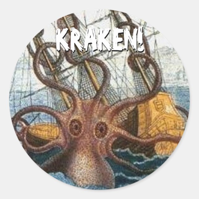 Kraken Steampunk Octopus Vintage Classic Round Sticker (Front)
