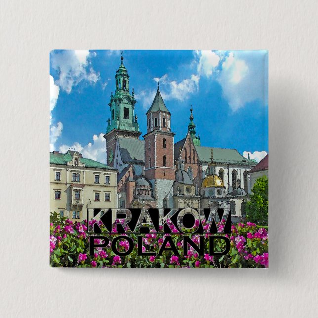 Krakow 2 Inch Square Button (Front)