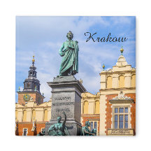 Krakow, A Mickiewicz monument, Poland, magnet