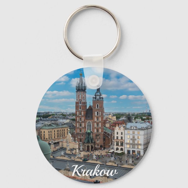 Krakow city centre from above in Poland Keychain (Front)