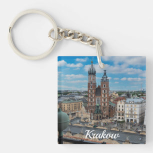 Krakow city centre from above in Poland Keychain