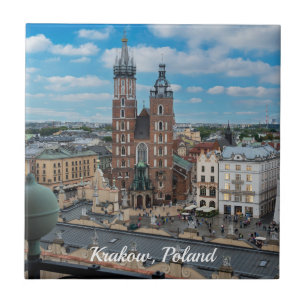 Krakow city centre from above in Poland Tile