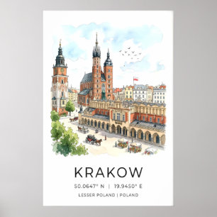 Krakow Cityscape Print Watercolor and Ink (St