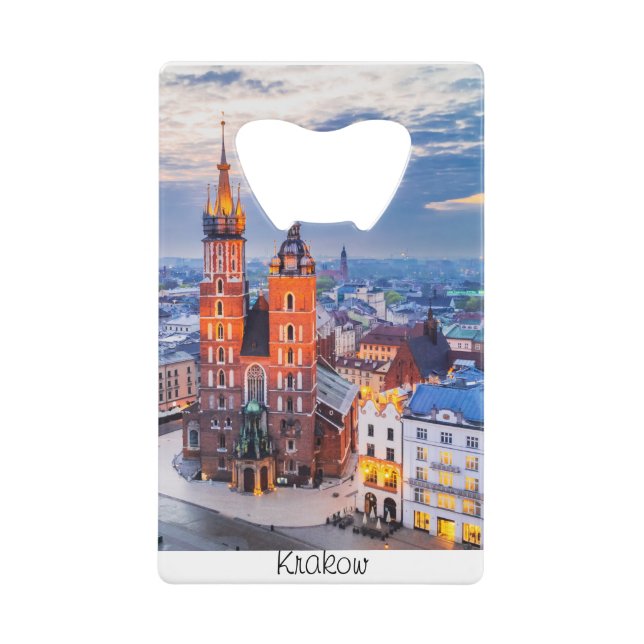 Krakow night in Poland Credit Card Bottle Opener (Front)