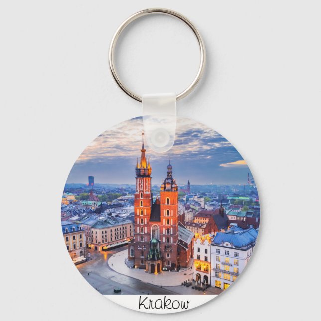 Krakow night in Poland Keychain (Front)