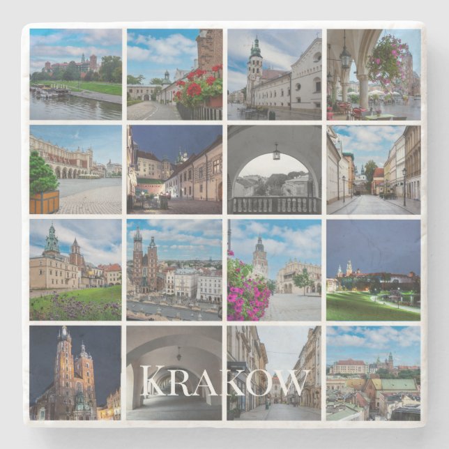 Krakow old town landscapes, Poland Stone Coaster (Front)