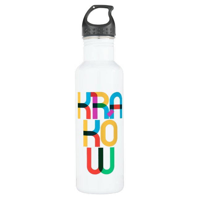 Kraków Poland Pop Art Letters 710 Ml Water Bottle (Front)