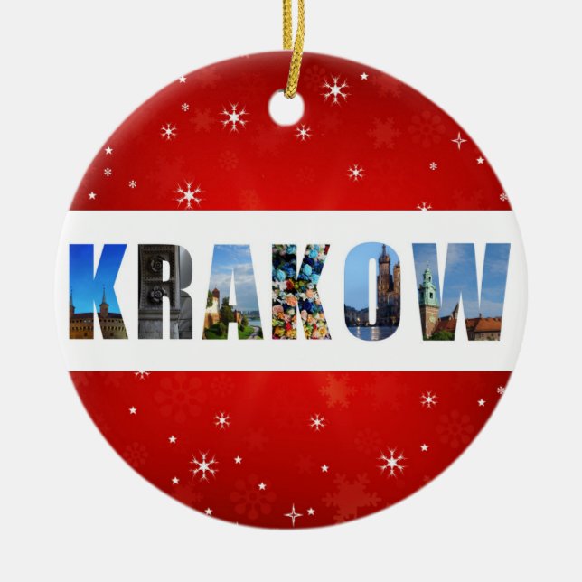 Krakow Poland Travel Photos Christmas Ceramic Ornament (Front)