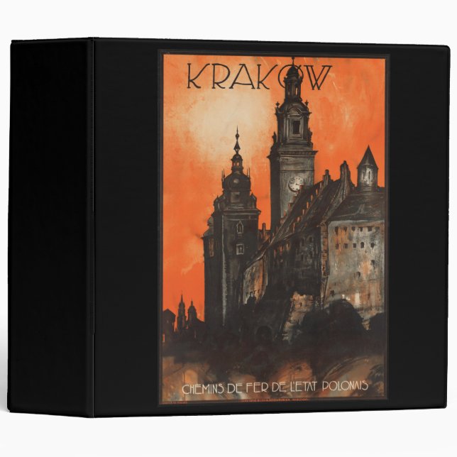 Krakow Poland - Vintage Polish Travel Poster Binder (Front/Spine)