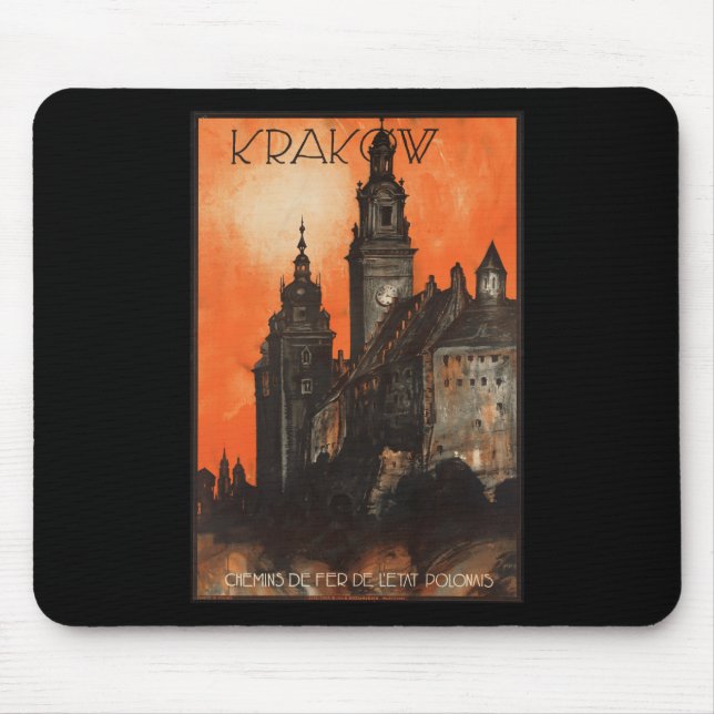 Krakow Poland - Vintage Polish Travel Poster Mouse Pad (Front)