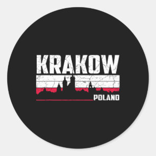 Krakow Skyline Poland  Classic Round Sticker