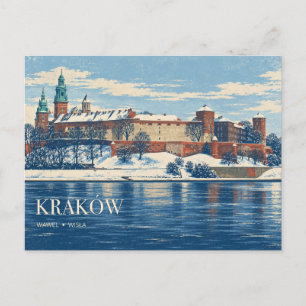Kraków Wawel Castle in Winter Vistula River Postcard