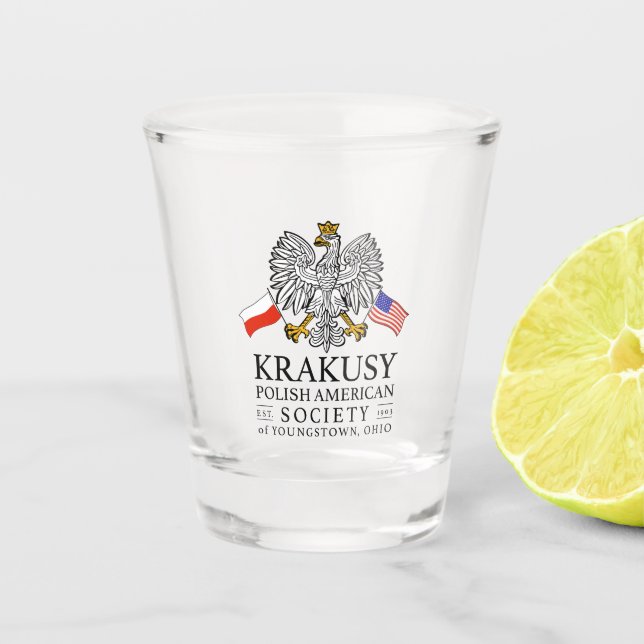 Krakusy Polish American Society Shot Glass (Front)