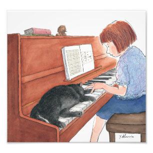 Kramer The Cat Sleeping On The Piano Photo Print