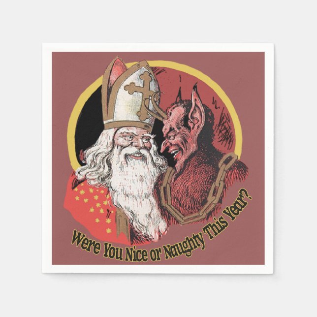 Krampus and Santa Nice or Naughty Design Napkin (Front)