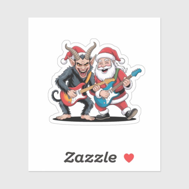 Krampus and Santa Playing Electric Guitar Xmas  (Sheet)