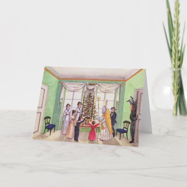 Krampus and St. Nicholas from journal of Carl Holiday Card (Front)