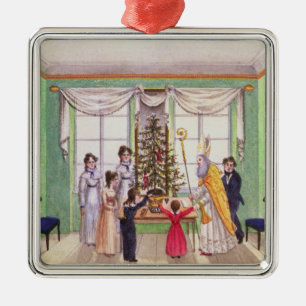 Krampus and St. Nicholas from journal of Carl Metal Ornament