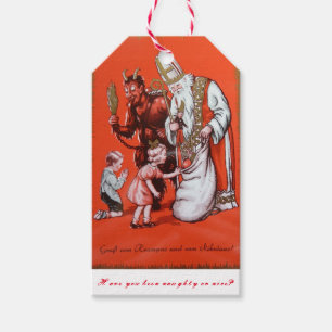 Krampus and St. Nicholas gift tag