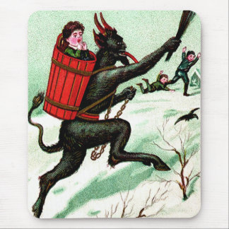 Krampus Chasing Bad Children Winter Snow Mouse Pad