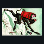 Krampus Chasing Bad Children Winter Snow Poster<br><div class="desc">These bad children better stop running. This Krampus print depicts Krampus chasing children in the snow. A child already caught in his sack.</div>