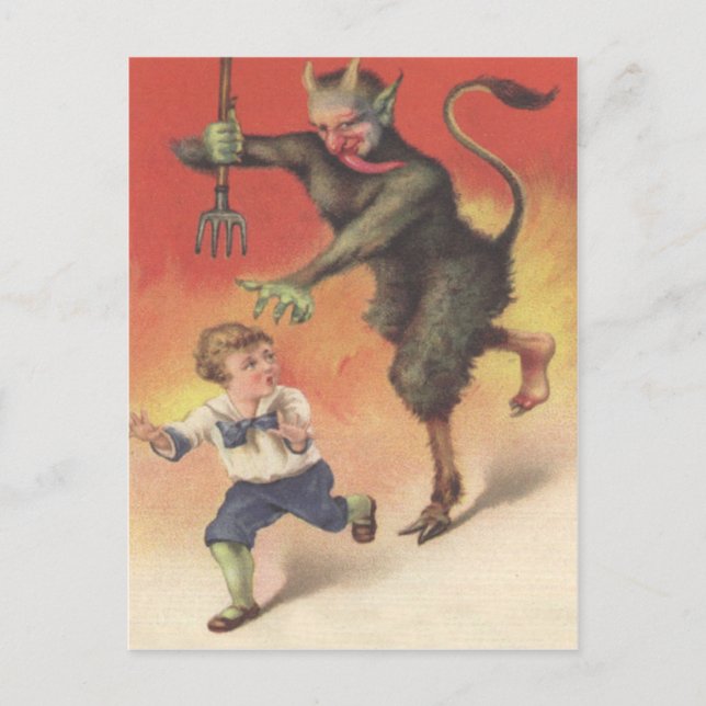 Krampus Chasing Child Postcard (Front)