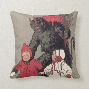 Krampus Chasing Children Switch Throw Pillow